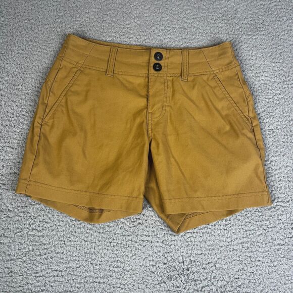 PrAna Chino Shorts Womens 2 Embark Brown Alana Casual Stretch Trails Waist 27 - Picture 1 of 11
